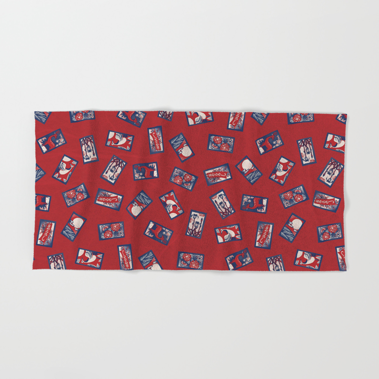 Playing Card Game Hanafuda 花札 Hand Bath Towel By Akane Yabushita Society6