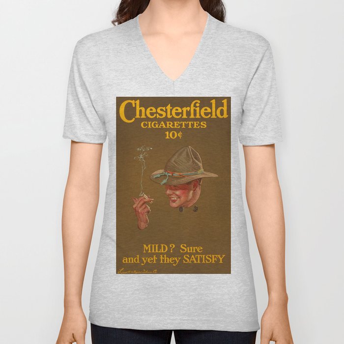 Chesterfield Cigarettes 10 Cents, Mild? Sure and Yet They Satisfy by Joseph Christian Leyendecker V Neck T Shirt