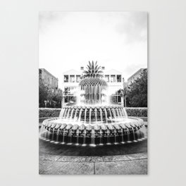 Pineapple Fountain No. 4 Charleston Black & White Photography Canvas Print