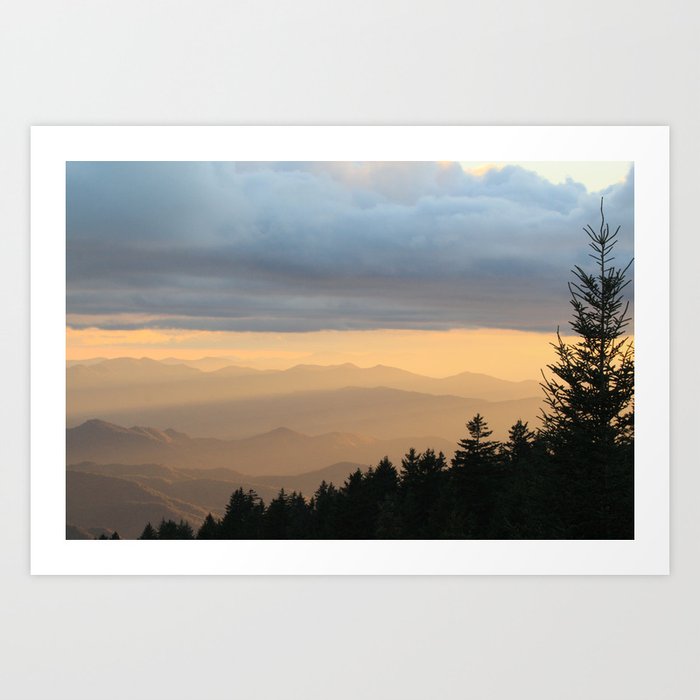 Breathtaking Mountain Sunset * Western North Carolina * Blue Ridges turn Golden Art Print