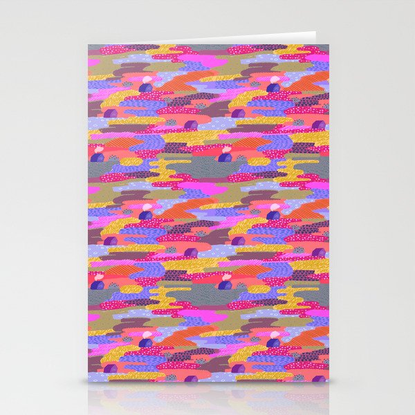 Modern Colorful Pink Landscape Artsy whimsical Stationery Cards