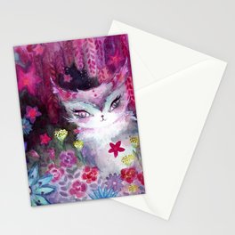 Gala Cat Tending the Garden Stationery Card