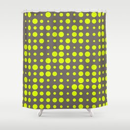 Modern Dots - Chartreuse Fluorescent Neon Grey Ash Charcoal Polka Yellow Green Shower Curtain