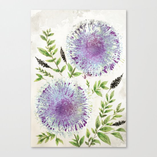 Dandelions Aquamarine Mauve Canvas Print