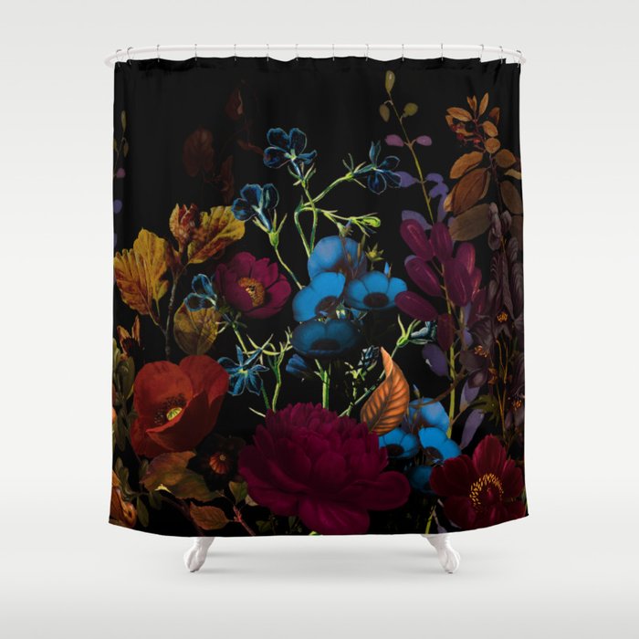 Dark autumn flower garden design floral pattern design Shower Curtain