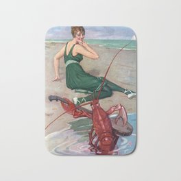 Lobster Attack! during your Vintage Beach Vacation Bath Mat