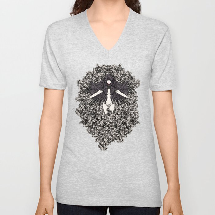 A Lady and her Skulls (Please give feedback) V Neck T Shirt