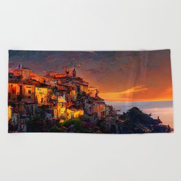 Sunset on the Italian Riviera Beach Towel