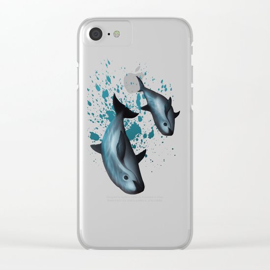 Treacherous Waters - Vaquita Porpoise Art, Original Digital Painting by Amber Marine, (c) 2015 Clear iPhone Case