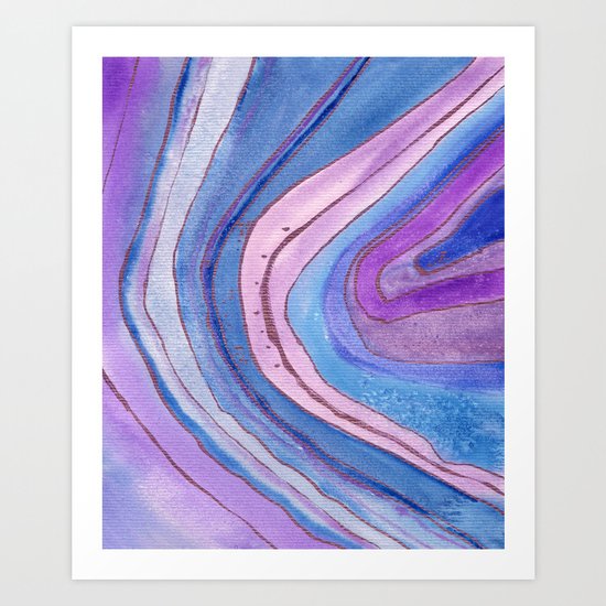 AGATE Inspired Watercolor Abstract 06 Art Print