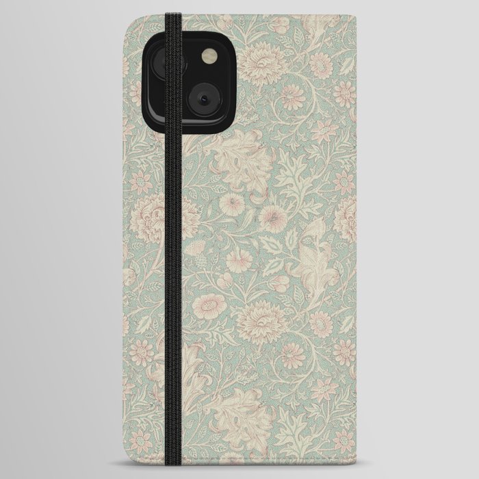 William Morris Vintage Double Bough Teal Rose iPhone Wallet Case