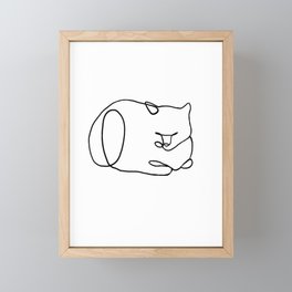 One Line Cat Nap Loaf Framed Mini Art Print