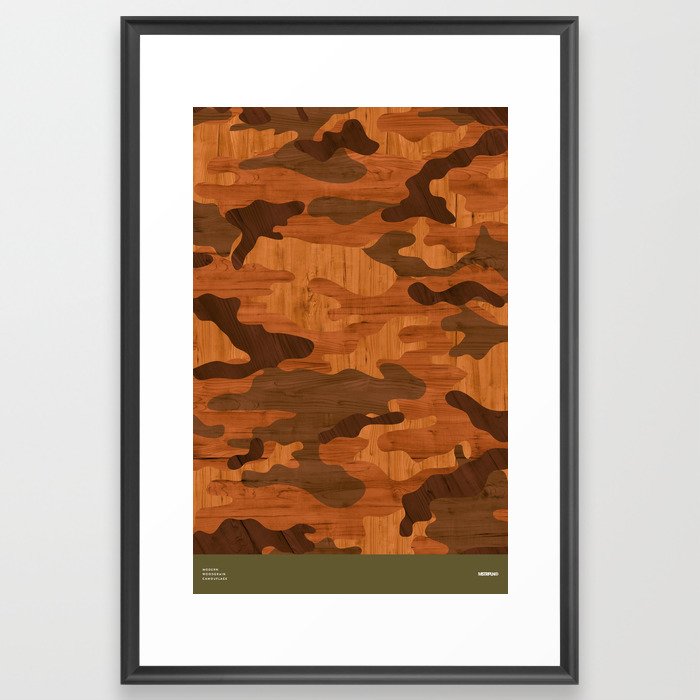 Modern Woodgrain Camouflage / Woodland Print Framed Art Print