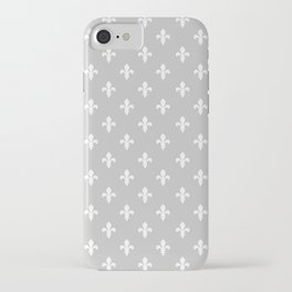 Fleur-de-Lis (White & Gray Pattern) iPhone Case