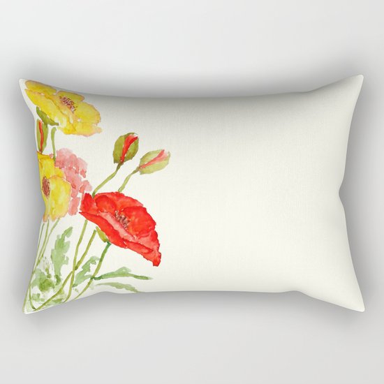red and yellow poppies Rectangular Pillow