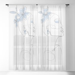 Blue Lily Lady Sheer Curtain