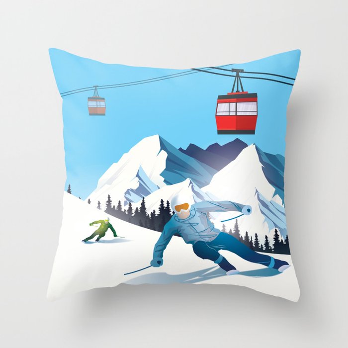 Winter Vacation - Ski Station Throw Pillow