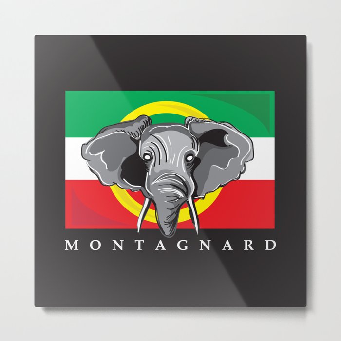 Montagnard Flag, Black Background Metal Print