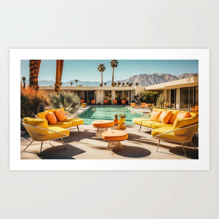 Retro Palm Springs Pool 424 Art Print