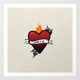 amor heart tattoo Art Print