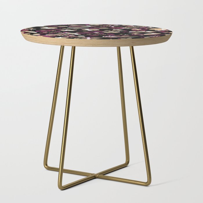 Modern Abstract Fuchsia Pink Black Gold Floral Side Table