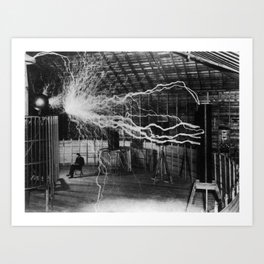 Nikola Tesla - Bolts Of Electricity Art Print