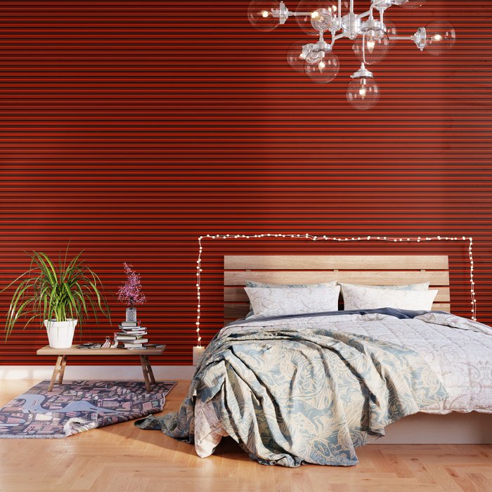 Bright Red And Black Horizontal Var Size Stripes Wallpaper By Fiftycolors