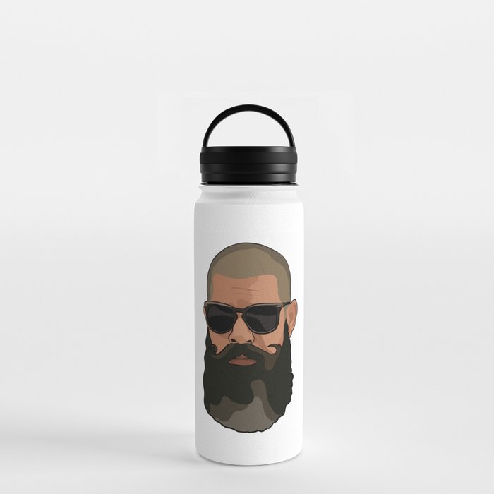 Hipster man with beard and sunglasses Water Bottle