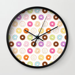 Happy Cute Donuts Pattern Wall Clock