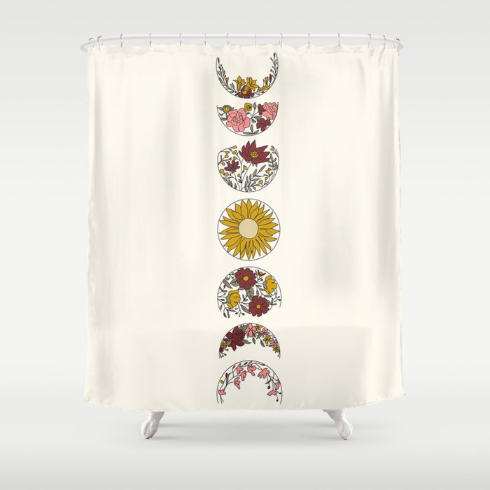 Floral Phases of the Moon Shower Curtain