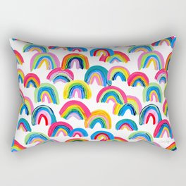 Abstract Rainbow Arcs - White Palette Rectangular Pillow