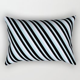 [ Thumbnail: Lavender, Light Blue, and Black Colored Lined Pattern Rectangular Pillow ]