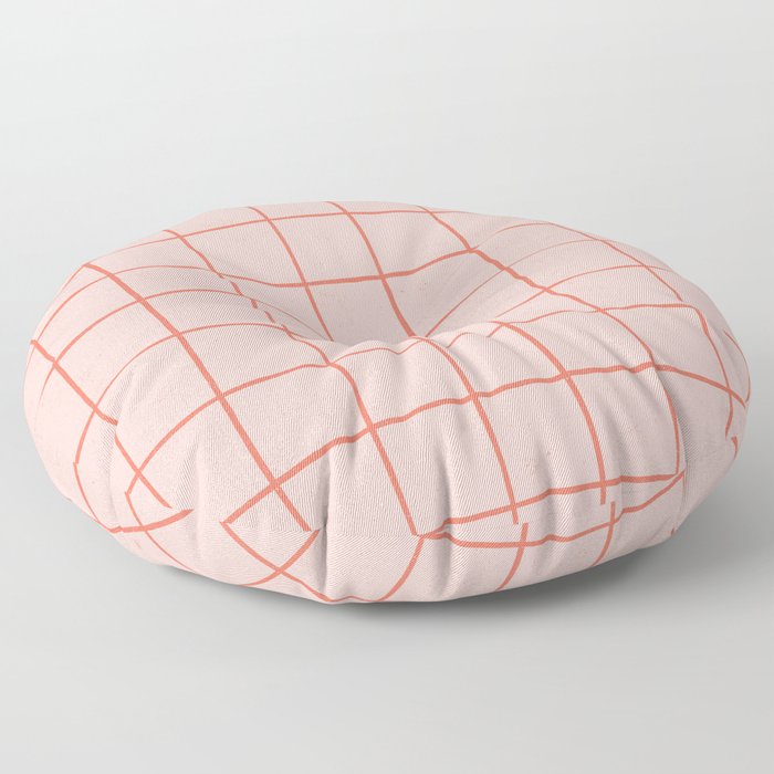 Grid Pattern Peach Floor Pillow