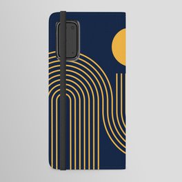 Geometric Lines in Sun Rainbow 7 (Mustard and Navy Blue) Android Wallet Case