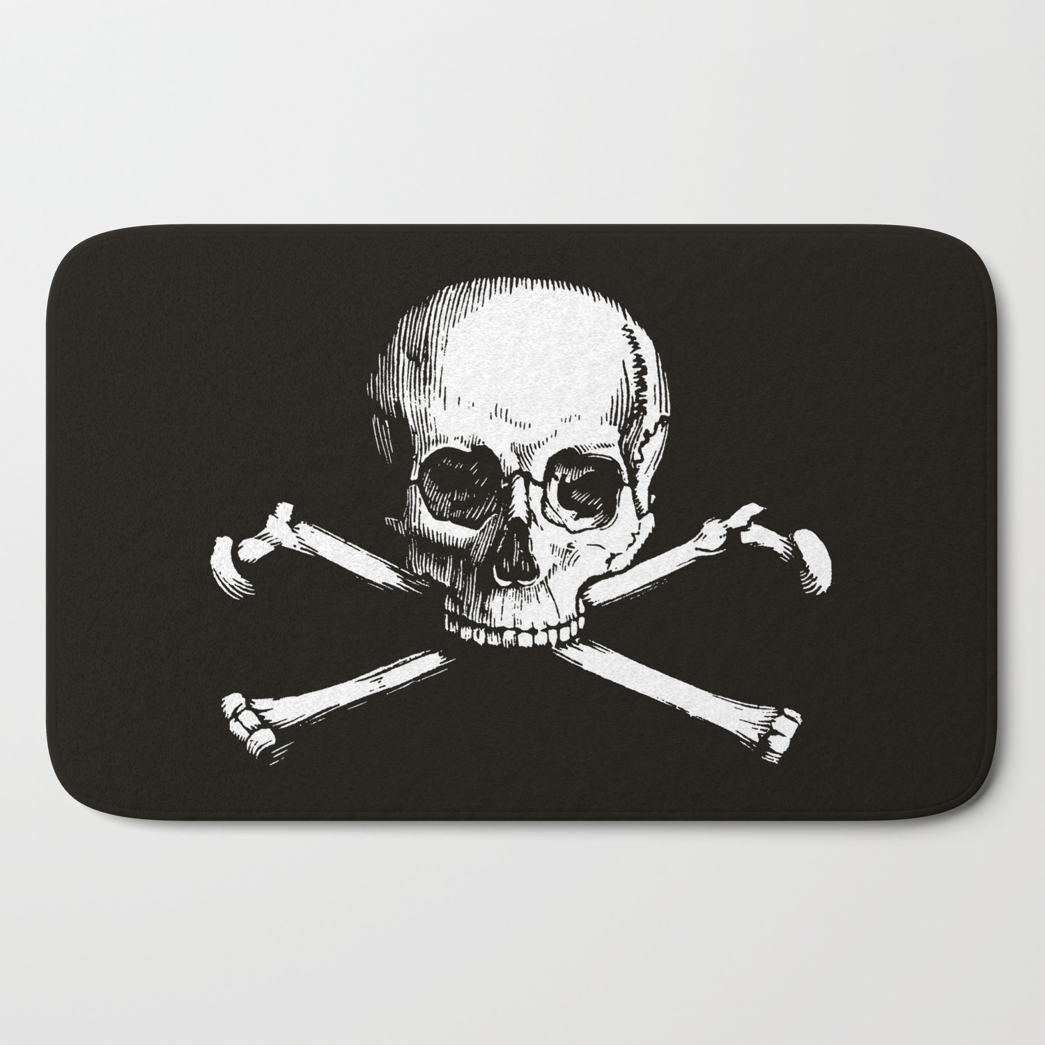 Skull And Crossbones Jolly Roger Pirate Flag Black And White Bath Mat By Eclecticatheart Society6