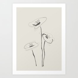 Minimal Line Art Flowers 2 Art Print