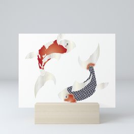 Japanese style two artistic carp Mini Art Print