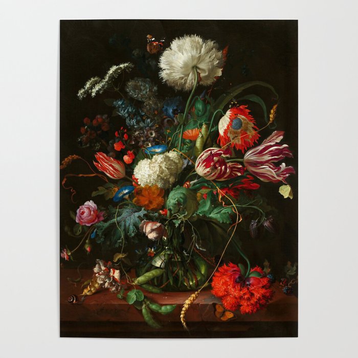 Jan Davidsz de Heem - Vase of Flowers, 1660 Poster