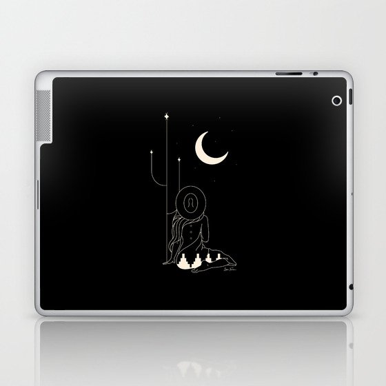 Talking to the Moon - Black and White Laptop & iPad Skin