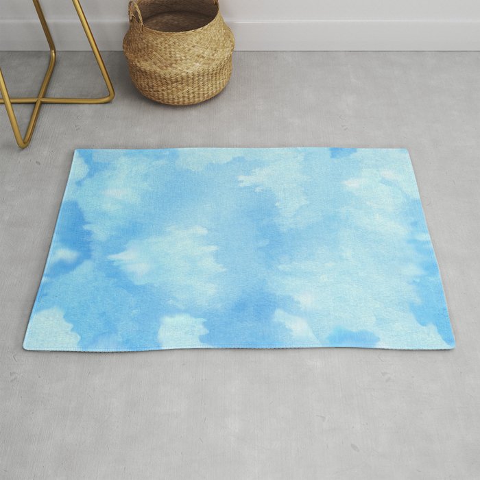 watercolor clouds in a blue sky Rug