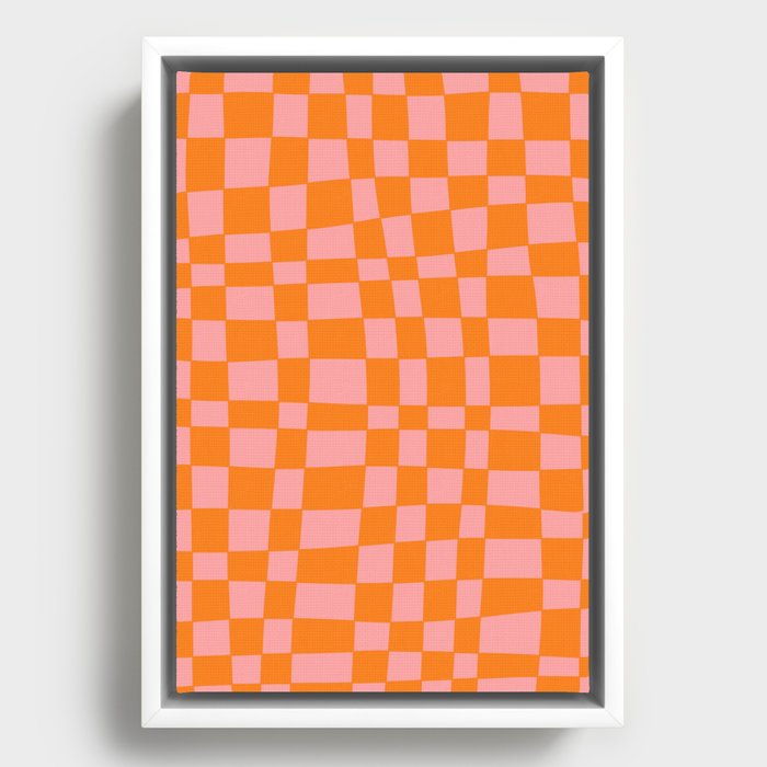 pink&orange checkered pattern Framed Canvas