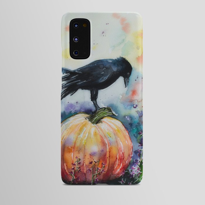 Pumpkin &  Crow Watercolour Painting Android Case