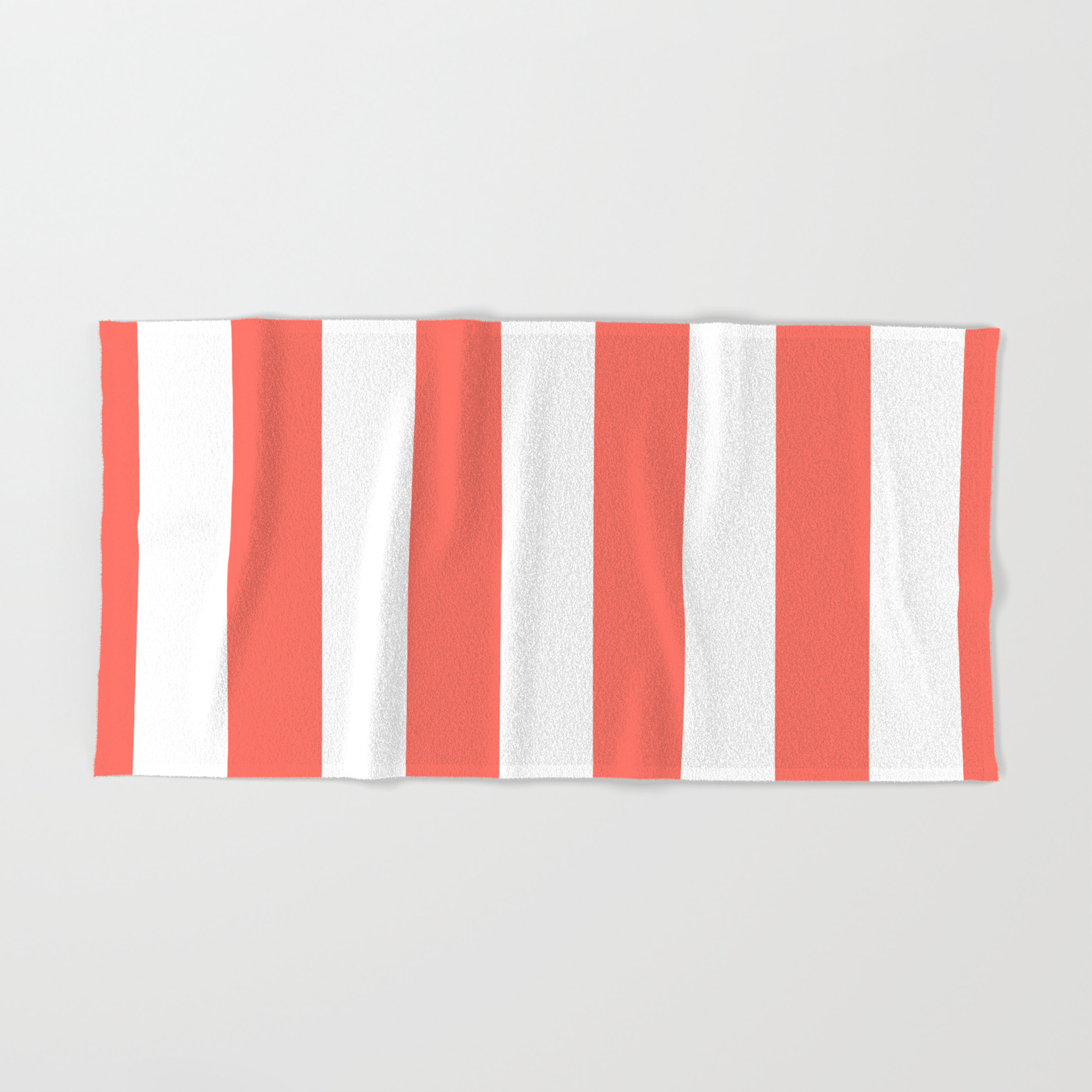 coral and white bath towels