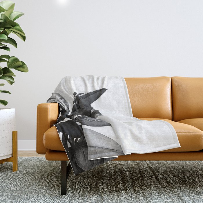 Grandiflora II - bw Throw Blanket
