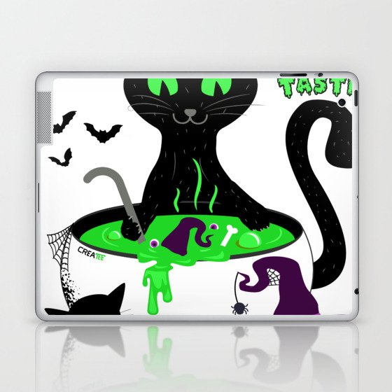 The Black Cat and His Secret Laptop & iPad Skin