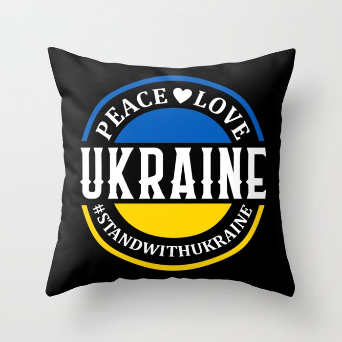 Peace Love Ukraine Throw Pillow