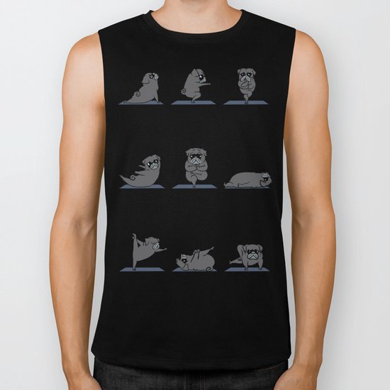 Black Pug Yoga Biker Tank
