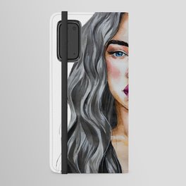 Beautiful woman with silver blond hair Android Wallet Case