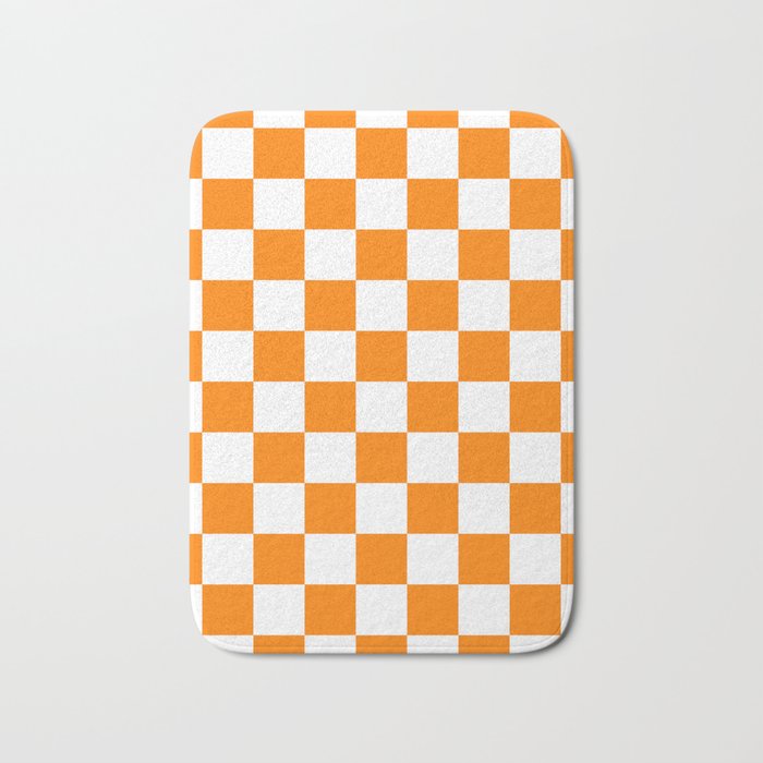 Checkered - White and Orange Bath Mat