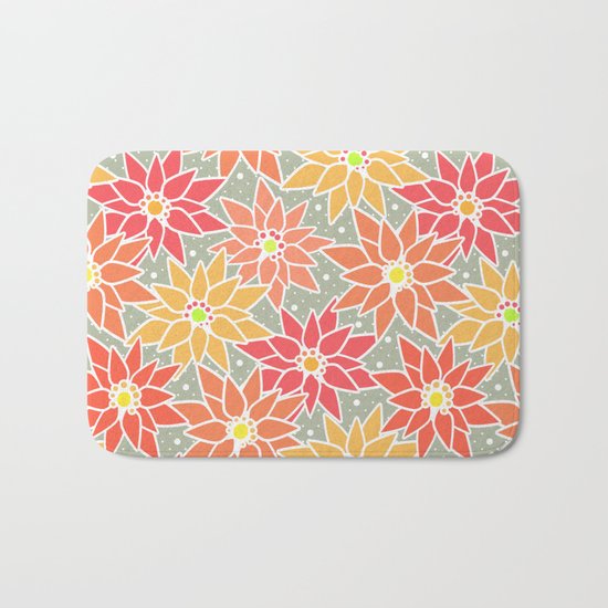 Poinsettia. Retro. Bath Mat